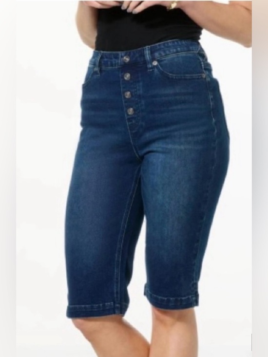 DG2 by Diane Gilman Pants - DG2 by Diane Gilman Faux Button Fly Pull On Bermuda Short